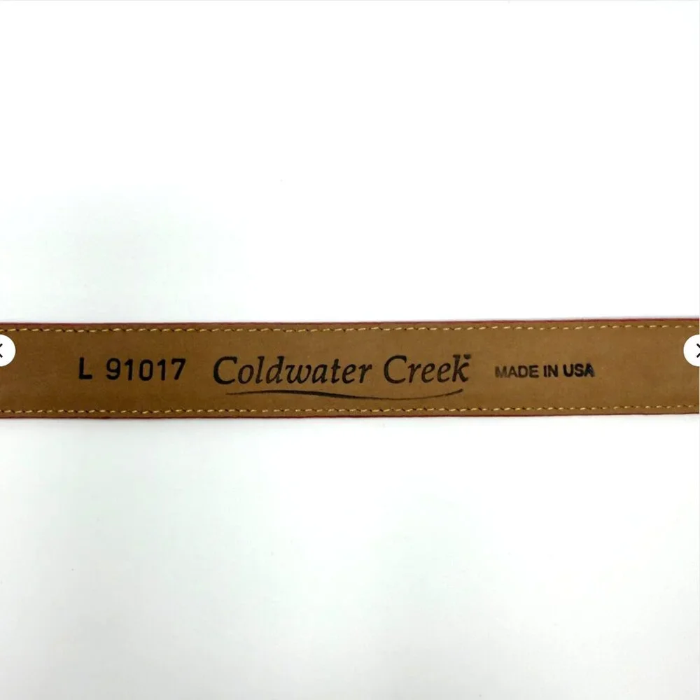 Coldwater Creek Leather Belt Croc Embossed Red Western Buckle‎ L - Picture 6 of 8